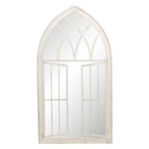 Oglinda de perete cu rama din fier alb cu patina gri 64 cm x 4 cm x 118 h