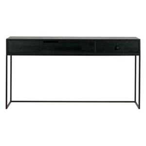 Birou negru din lemn stejar si metal 40x140 cm Silas