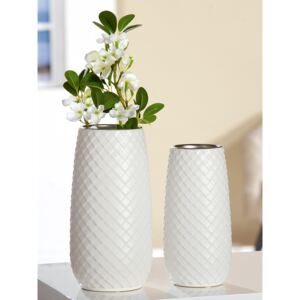 Vaza Lille, ceramica, alb, 10x19.5x10 cm