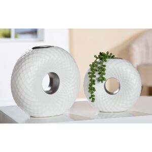 Vaza Lille, ceramica, alb, 18x17x7 cm