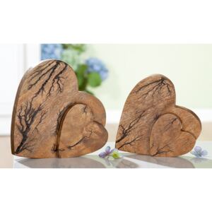 Decoratiune inima Rustik, lemn, maro, 22x21x4 cm