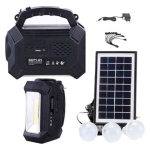 Kit solar GD8161, lanterna LED, radio FM, USB, 3 becuri - GD plus