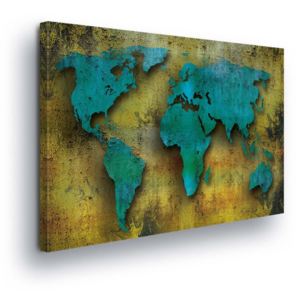 Tablou - Turquoise Map of the World 100x75 cm