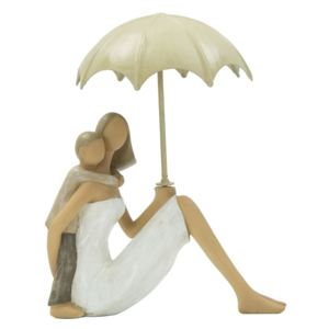 Decoratiune "Woman and son with umbrella", L12,5xl4,5xH10,5 cm