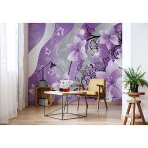 Fototapet - Flowers Floral Pattern Purple Papírová tapeta - 184x254 cm
