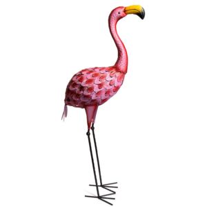 Decoratiune gradina, metalica, flamingo, 20x30x95 cm