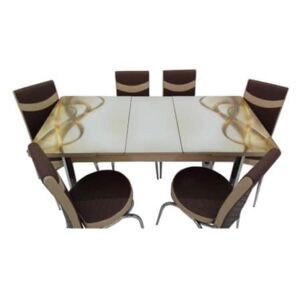 Set masă extensibilă cu 6 scaune, MERCAN (panglici)