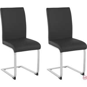 Set 2 scaune Charissa negre imitatie de piele