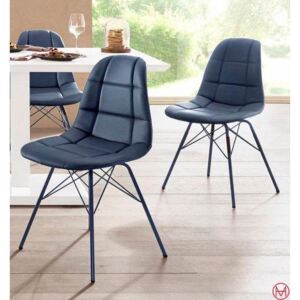 Set 2 scaune Damen albastre imitatie de piele