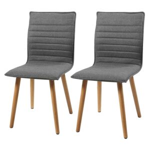 Set de 2 scaune tapitate Kean I, textil, gri deschis, 44 x 88 x 55.5 cm