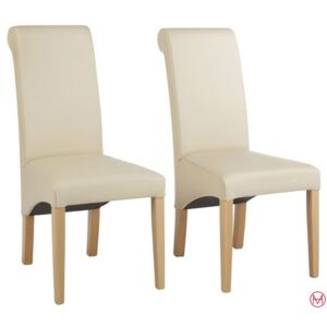 Set 2 scaune Rito bej imitatie piele 47,5/68,5/101 cm