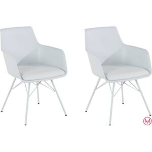 Set 2 scaune Clone albe 58/52/80 cm imitatie de piele