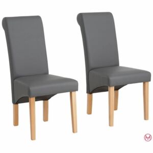 Set 2 scaune Rito gri imitatie piele 47,5/68,5/101 cm