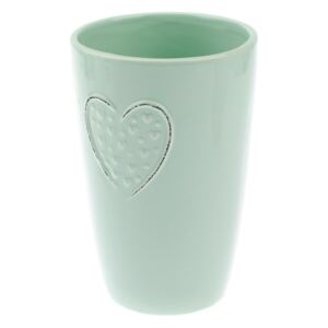 Vază din ceramică Dakls Hearts Dots, înălțime 18,3 cm, verde mentă