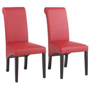 Set 2 scaune Rito rosii imitatie piele 47,5/68,5/101 cm