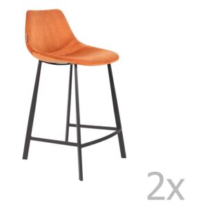 Set 2 scaune bar cu tapițerie catifelată Dutchbone, înălțime 91 cm, portocaliu