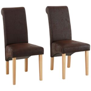 Set 2 scaune Rito maro imitatie de piele 48/68/101 cm