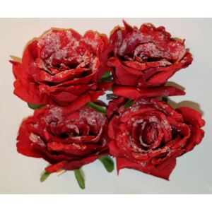 Set 4 cleme pentru brad Trandafir rosii 10 cm