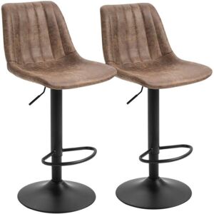 Set de 2 scaune de bar Helotes, metal/piele, maro, 43 x 46,5 cm