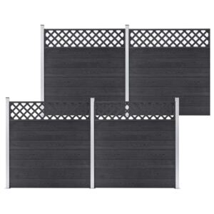 Set de gard, 4 pătrate, gri, 699 x 185, WPC