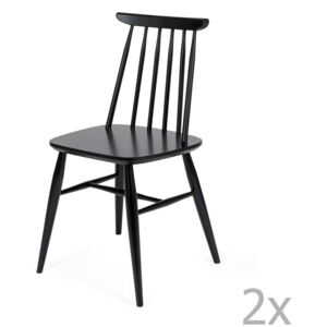 Set 2 scaune din lemn masiv de mesteacăn Woodman Aino, negru