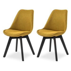 Set de 2 scaune design retro Paris, textil, galben-curry