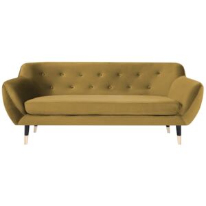 Canapea cu 3 locuri Mazzini Sofas AMELIE cu picioare negre, galben muștar