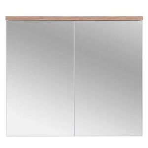 Dulap suspendat cu oglindă Bali White 70x80x20 cm, pal/ sticlă, alb/ maro