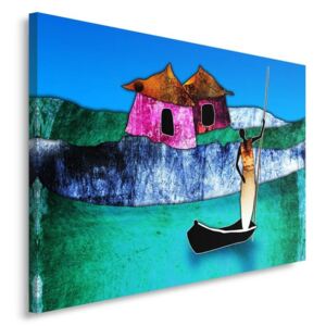 CARO Tablou pe pânză - Lady On The Boat 40x30 cm