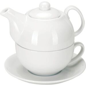 Serviciu de ceai, ceainic 0,5 l, ceașcă 0,3 l, farfurioară 15 cm Gastro, alb