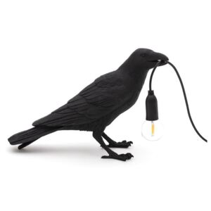 Lampa neagra din rasina pentru exterior 18,5 cm Bird Waiting Seletti