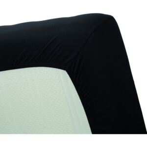 Cearceaf negru pat bumbac elastic 160x200 cm Jersey HL Black