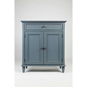 Comodă cu două uși și sertar Karan, 87x76x36 cm, lemn de acacia/ furnir, albastru