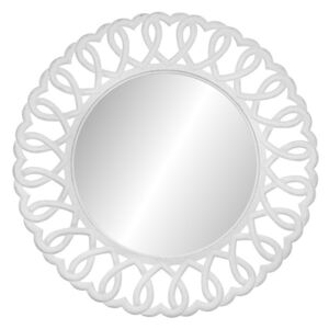 Oglindă de perete rotundă Berenice, 91x91x2 cm, lemn de plop/ mdf, alb