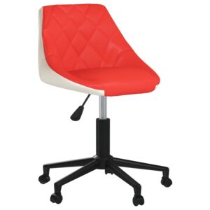 Scaun de birou pivotant, roșu și alb, piele ecologică