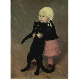 A Small Girl with a Cat, 1889 Reproducere, Theophile Alexandre Steinlen