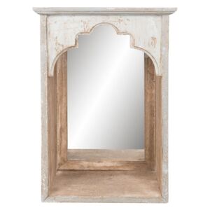 Oglinda de perete cu rama din lemn natur gri antichizat 31 cm x 21 cm x 45 cm