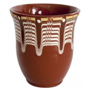 Cana ceramica, lut maro cu model rustic, fara toarta, 250 ml, 016319