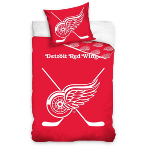 Lenjerie pat fosforescentă NHL Detroit Red Wings , 140 x 200 cm, 70 x 90 cm