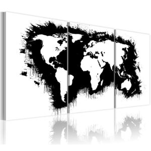 Tablou - The World map in black-and-white 120x60 cm