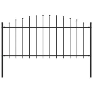 Gard de grădină cu vârf suliță, negru, (0,5-0,75) x 1,7 m oțel