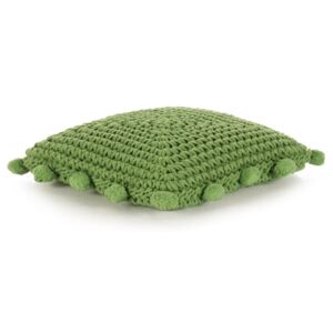 Pernă de podea tricotată, verde, 50 x 50 cm, bumbac, pătrat
