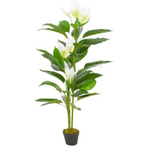 Plantă artificială Anthurium cu ghiveci, alb, 155 cm