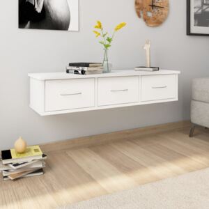 Raft de perete cu sertare, alb, 90x26x18,5 cm, PAL