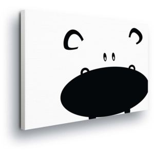 Tablou - Cartoon Hippopotamus in Black 100x75 cm