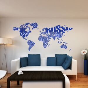 World map - autocolant de perete Albastru 200 x 100 cm