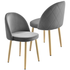 [en.casa] Set 2 bucati scaune design Carmina Grau, 76 x 44 cm, textil/metal, gri