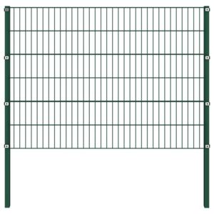 Panou gard cu stâlpi, verde, 1,7 x 1,2 m, fier