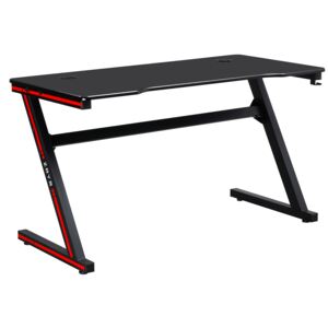 Masă de joc / masă pentru computer, neagră / roşie, MACKENZIE 140cm