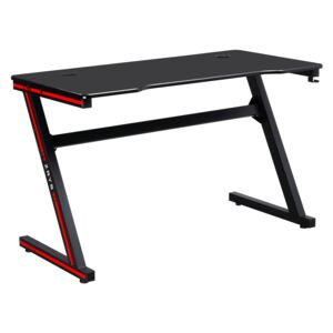 Masă de joc / masă pentru computer, negru / roşu, MACKENZIE 120cm